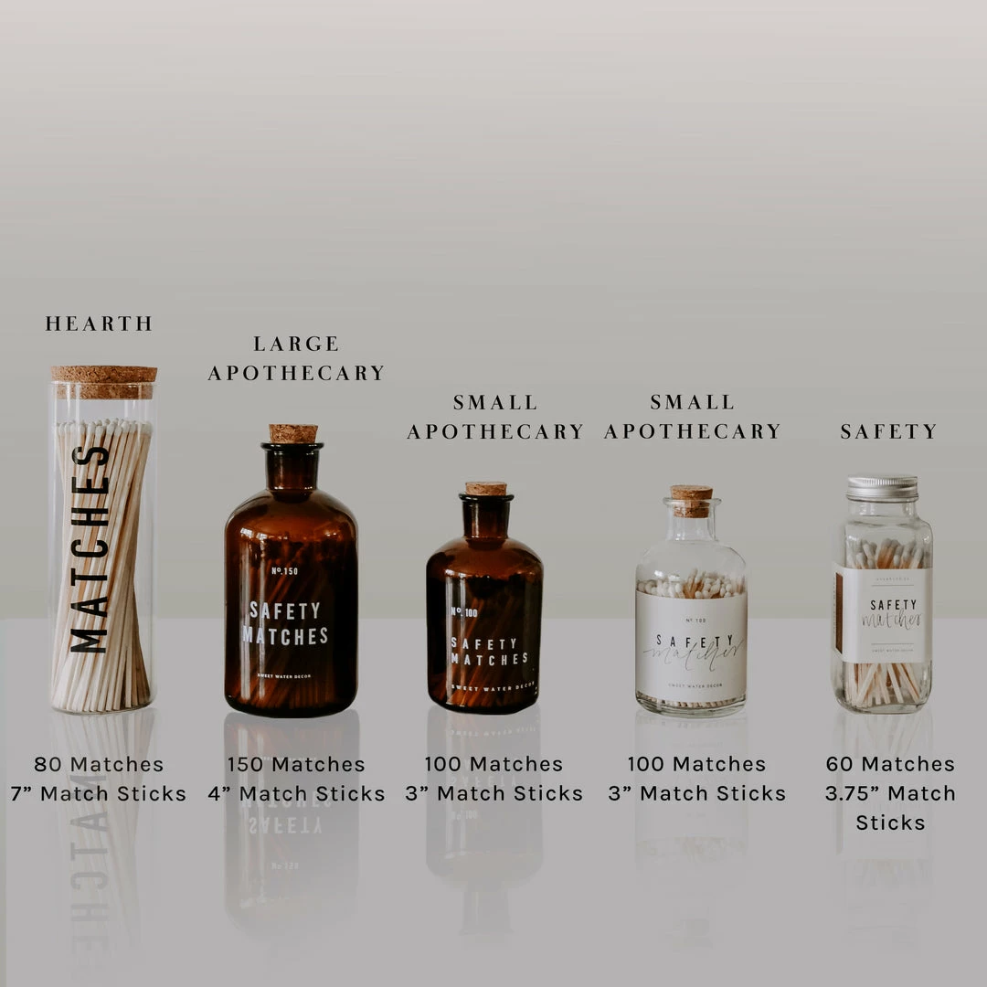 Discount π₯ Sweet Water Decor Large Amber Apothecary Safety Matches - White - 150 Count, 4" π 8 Sweet Water Decor Large Amber Apothecary Safety Matches - White - 150 Count, 4"