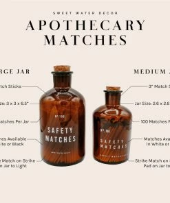 Discount π₯ Sweet Water Decor Large Amber Apothecary Safety Matches - White - 150 Count, 4" π 10 Sweet Water Decor Large Amber Apothecary Safety Matches - White - 150 Count, 4