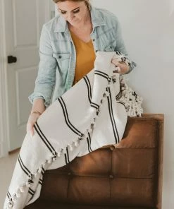Sweet Water Decor Kate Turkish Throw Blanket - Two Stripe THROWS + BLANKETS