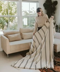 Sweet Water Decor Kate Turkish Throw Blanket - Two Stripe THROWS + BLANKETS