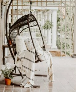 Sweet Water Decor Kate Turkish Throw Blanket - Two Stripe THROWS + BLANKETS