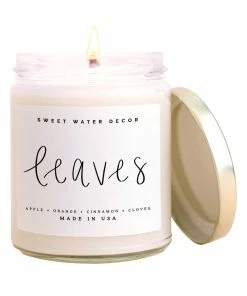 Sweet Water Decor CANDLES + REEDS Leaves Soy Candle - Clear Jar - 9 Oz