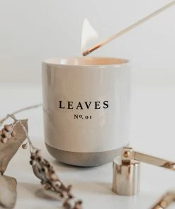 Sweet Water Decor CANDLES + REEDS Leaves Soy Candle - Cream Stoneware Jar - 12 Oz