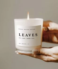 Sweet Water Decor Leaves Soy Candle - White Jar - 11 Oz CANDLES + REEDS