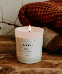 Sweet Water Decor Pumpkin Spice Soy Candle - White Jar - 11 Oz CANDLES + REEDS