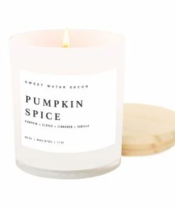 Sweet Water Decor Pumpkin Spice Soy Candle - White Jar - 11 Oz CANDLES + REEDS
