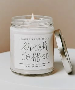 Sweet Water Decor CANDLES + REEDS Fresh Coffee Soy Candle - Clear Jar - 9 Oz