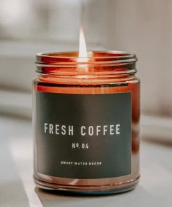 Sweet Water Decor Fresh Coffee Soy Candle - Amber Jar - 9 Oz