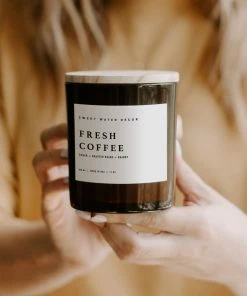 Sweet Water Decor Fresh Coffee Soy Candle - Amber Jar - 11 Oz