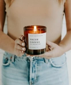 Sweet Water Decor Fresh Coffee Soy Candle - Amber Jar - 11 Oz
