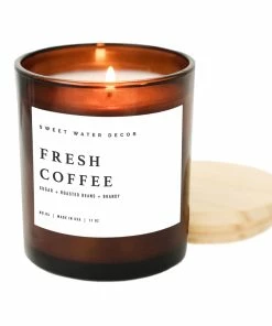 Sweet Water Decor Fresh Coffee Soy Candle - Amber Jar - 11 Oz