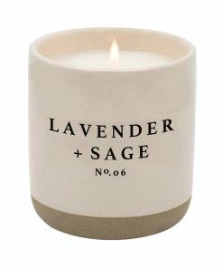 Sweet Water Decor Lavender And Sage Soy Candle - Cream Stoneware Jar - 12 Oz