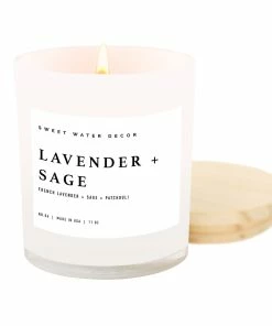 Sweet Water Decor Lavender And Sage Soy Candle - White Jar - 11 Oz CANDLES + REEDS
