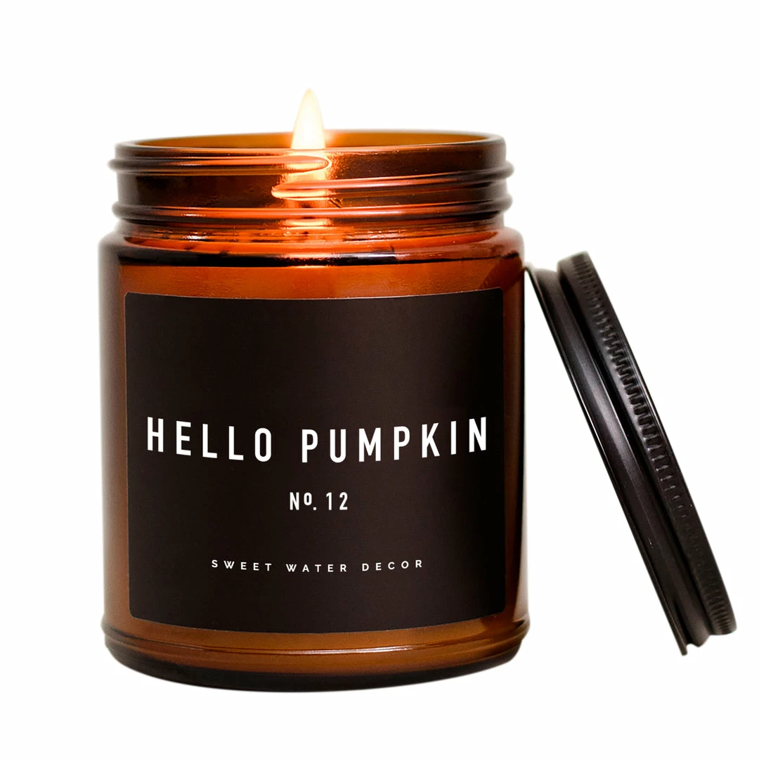 Flash Sale π Sweet Water Decor Hello Pumpkin Soy Candle - Amber Jar - 9 Oz CANDLES + REEDS π 1 Sweet Water Decor Hello Pumpkin Soy Candle - Amber Jar - 9 Oz CANDLES + REEDS
