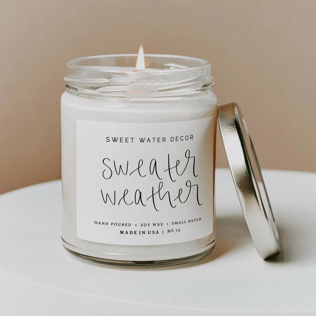 Best deal π₯° Sweet Water Decor Sweater Weather Soy Candle - Clear Jar - 9 Oz π 3 Sweet Water Decor Sweater Weather Soy Candle - Clear Jar - 9 Oz