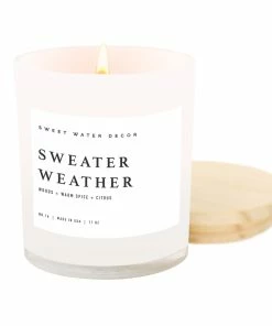 Sweet Water Decor Sweater Weather Soy Candle - White Jar - 11 Oz CANDLES + REEDS