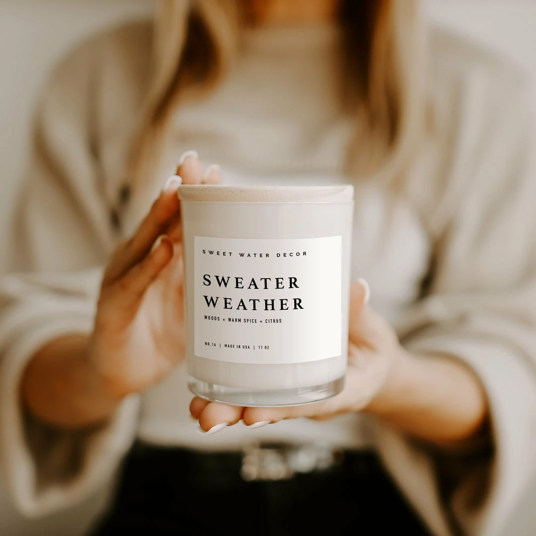 Best Sale β Sweet Water Decor Sweater Weather Soy Candle - White Jar - 11 Oz CANDLES + REEDS π― 7 Sweet Water Decor Sweater Weather Soy Candle - White Jar - 11 Oz CANDLES + REEDS