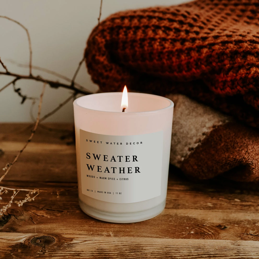 Best Sale β Sweet Water Decor Sweater Weather Soy Candle - White Jar - 11 Oz CANDLES + REEDS π― 2 Sweet Water Decor Sweater Weather Soy Candle - White Jar - 11 Oz CANDLES + REEDS