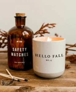 Sweet Water Decor CANDLES + REEDS Hello Fall Soy Candle - Cream Stoneware Jar - 12 Oz