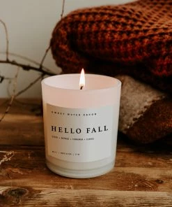 Sweet Water Decor Hello Fall Soy Candle - White Jar - 11 Oz