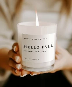Sweet Water Decor Hello Fall Soy Candle - White Jar - 11 Oz