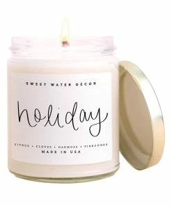 Sweet Water Decor CANDLES + REEDS Holiday Soy Candle - Clear Jar - 9 Oz