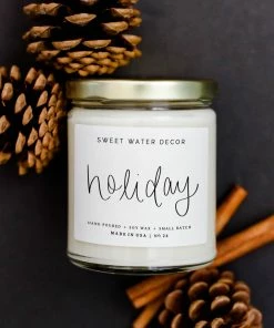 Sweet Water Decor CANDLES + REEDS Holiday Soy Candle - Clear Jar - 9 Oz
