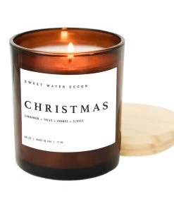 Sweet Water Decor CANDLES + REEDS Christmas Soy Candle - Amber Jar - 11 Oz