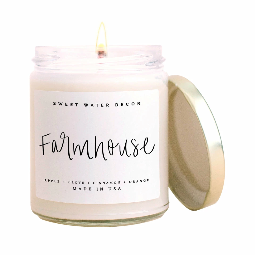 New π₯° Sweet Water Decor Farmhouse Soy Candle - Clear Jar - 9 Oz CANDLES + REEDS π― 1 Sweet Water Decor Farmhouse Soy Candle - Clear Jar - 9 Oz CANDLES + REEDS