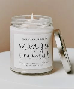 Sweet Water Decor CANDLES + REEDS Mango And Coconut Soy Candle - Clear Jar - 9 Oz