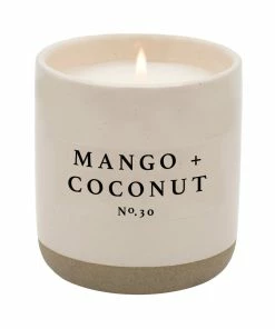 Sweet Water Decor CANDLES + REEDS Mango And Coconut Soy Candle - Cream Stoneware Jar - 12 Oz