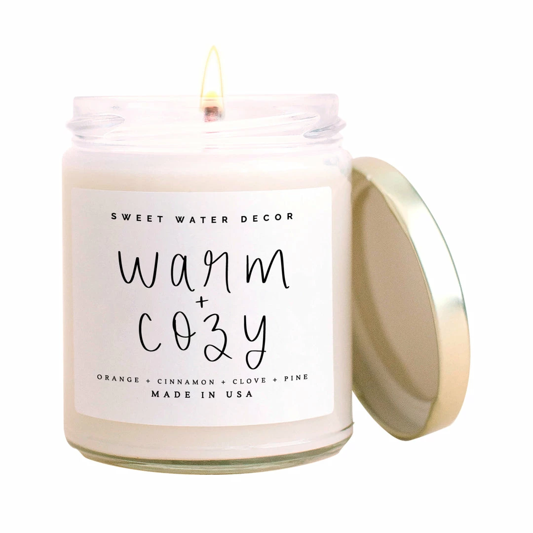 Brand new β€οΈ Sweet Water Decor CANDLES + REEDS Warm And Cozy Soy Candle - Clear Jar - 9 Oz π 1 Sweet Water Decor CANDLES + REEDS Warm And Cozy Soy Candle - Clear Jar - 9 Oz