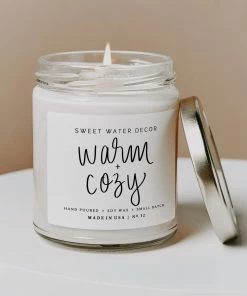 Sweet Water Decor CANDLES + REEDS Warm And Cozy Soy Candle - Clear Jar - 9 Oz