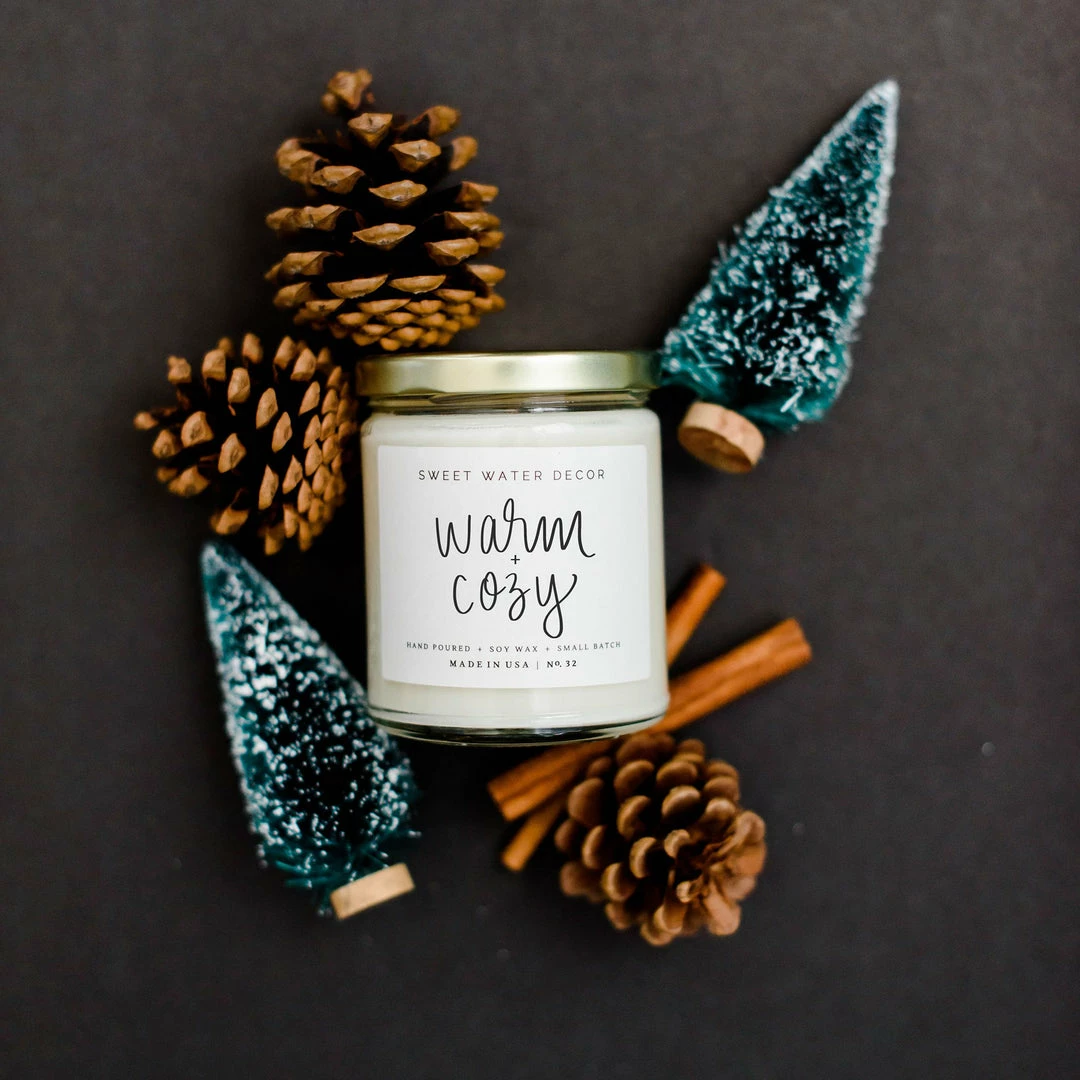 Brand new β€οΈ Sweet Water Decor CANDLES + REEDS Warm And Cozy Soy Candle - Clear Jar - 9 Oz π 3 Sweet Water Decor CANDLES + REEDS Warm And Cozy Soy Candle - Clear Jar - 9 Oz