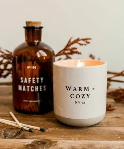 Sweet Water Decor Warm And Cozy Soy Candle - Cream Stoneware Jar - 12 Oz