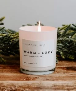 Sweet Water Decor Warm And Cozy Soy Candle - White Jar - 11 Oz CANDLES + REEDS
