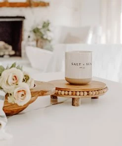 Sweet Water Decor Salt And Sea Soy Candle - Cream Stoneware Jar - 12 Oz CANDLES + REEDS