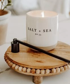 Sweet Water Decor Salt And Sea Soy Candle - Cream Stoneware Jar - 12 Oz CANDLES + REEDS