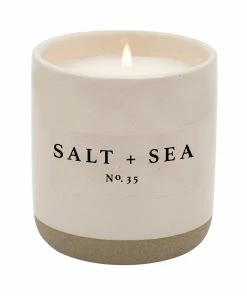Sweet Water Decor Salt And Sea Soy Candle - Cream Stoneware Jar - 12 Oz CANDLES + REEDS