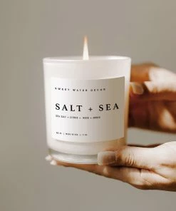 Sweet Water Decor Salt And Sea Soy Candle - White Jar - 11 Oz CANDLES + REEDS