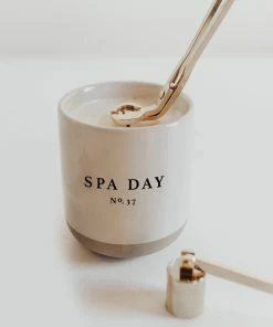 Sweet Water Decor Spa Day Soy Candle - Cream Stoneware Jar - 12 Oz