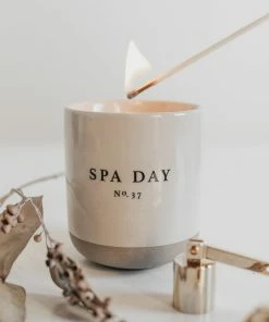 Sweet Water Decor Spa Day Soy Candle - Cream Stoneware Jar - 12 Oz