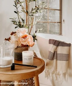 Sweet Water Decor HAND TOWELS Turkish Cotton + Bamboo Hand Towel - Neutral Stripes