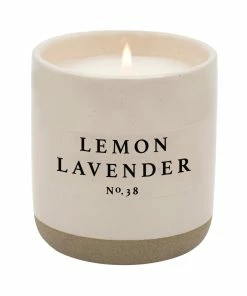 Sweet Water Decor CANDLES + REEDS Lemon Lavender Soy Candle - Cream Stoneware Jar - 12 Oz