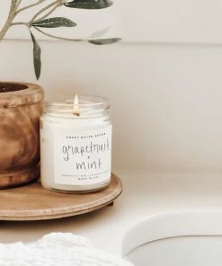 Sweet Water Decor Grapefruit And Mint Soy Candle - Clear Jar - 9 Oz CANDLES + REEDS