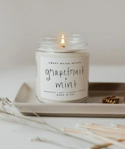 Sweet Water Decor Grapefruit And Mint Soy Candle - Clear Jar - 9 Oz CANDLES + REEDS