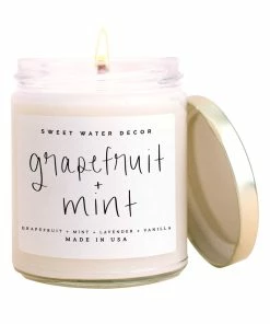 Sweet Water Decor Grapefruit And Mint Soy Candle - Clear Jar - 9 Oz CANDLES + REEDS