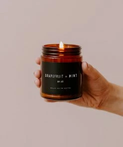 Sweet Water Decor Grapefruit And Mint Soy Candle - Amber Jar - 9 Oz