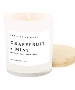 Sweet Water Decor Grapefruit And Mint Soy Candle - White Jar - 11 Oz