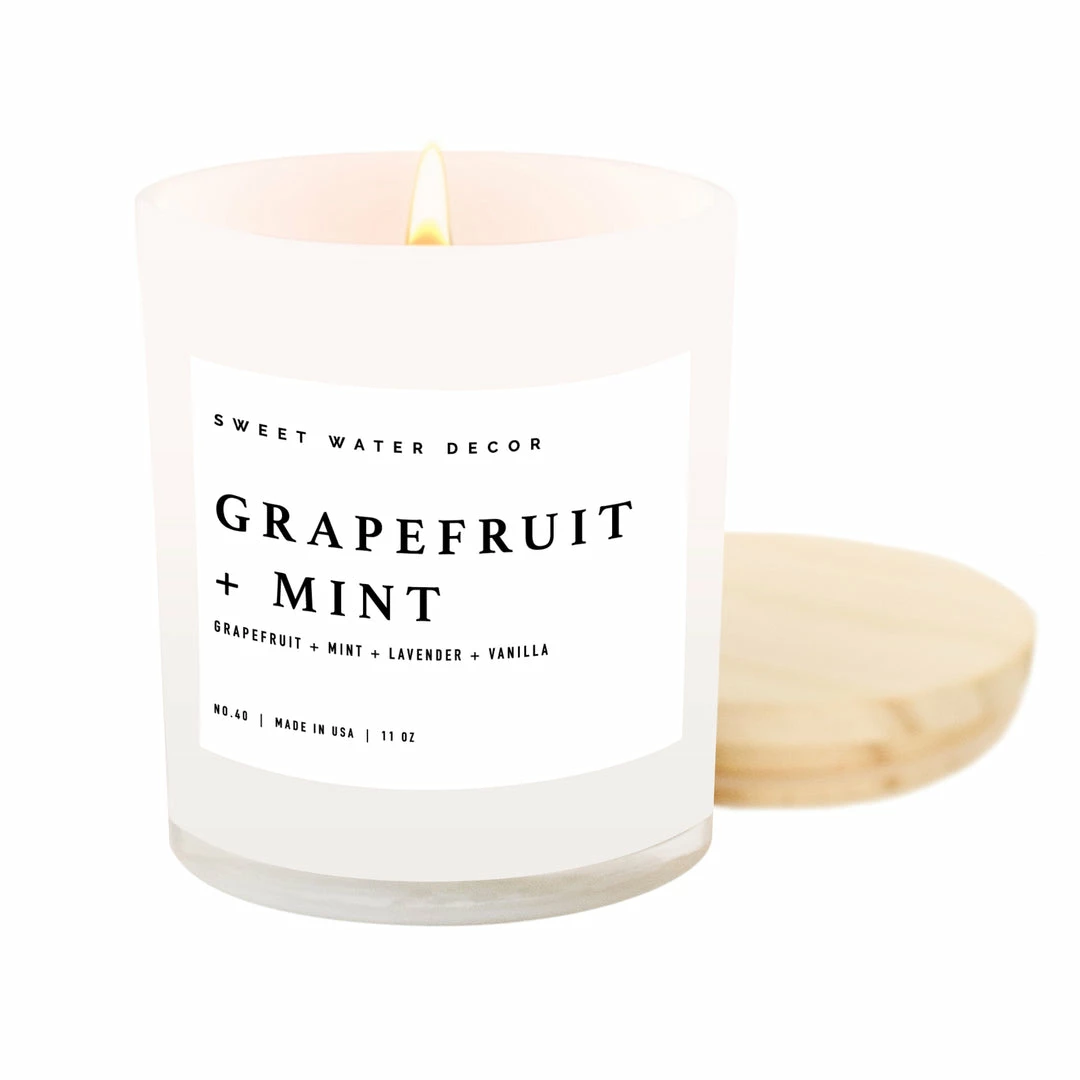 Promo π Sweet Water Decor Grapefruit And Mint Soy Candle - White Jar - 11 Oz π 1 Sweet Water Decor Grapefruit And Mint Soy Candle - White Jar - 11 Oz